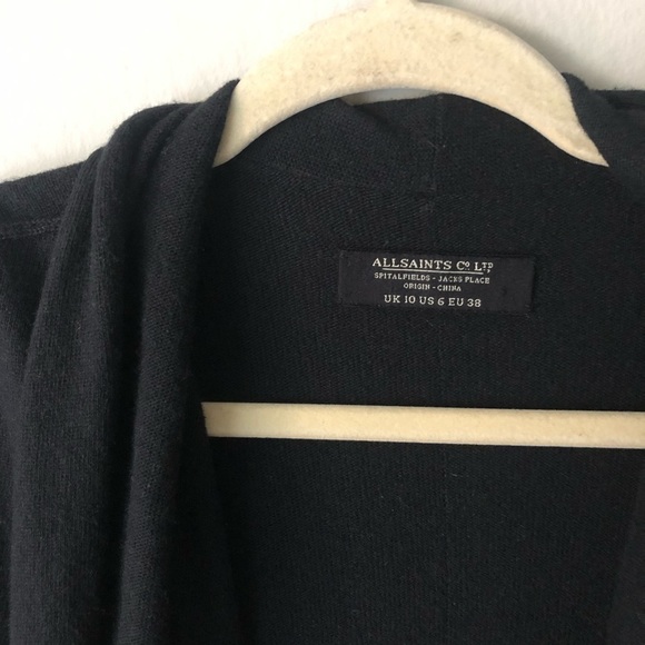 Allsaints Wool Blend Waterfall Cardigan in black Size 6 - Picture 4 of 8